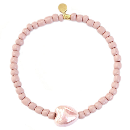 Bracelet stone coeur rosé