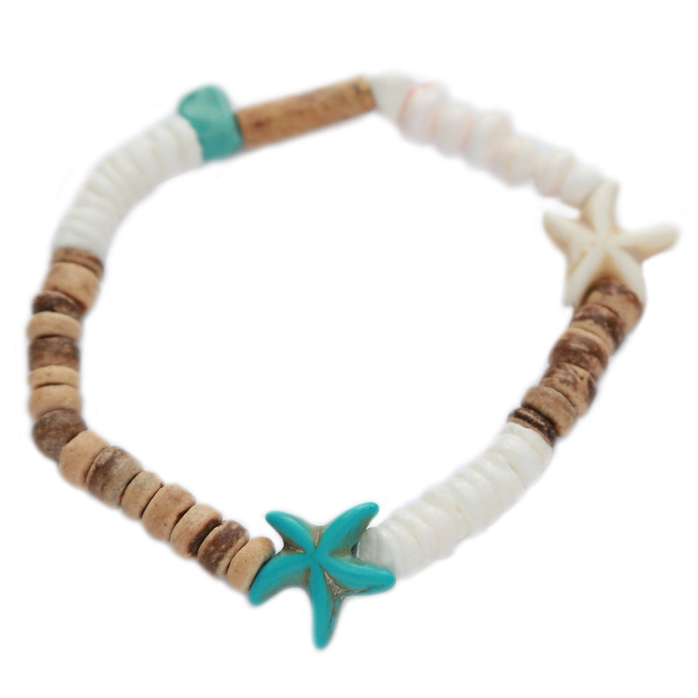 Bracelet coco étoile de mer turquoise