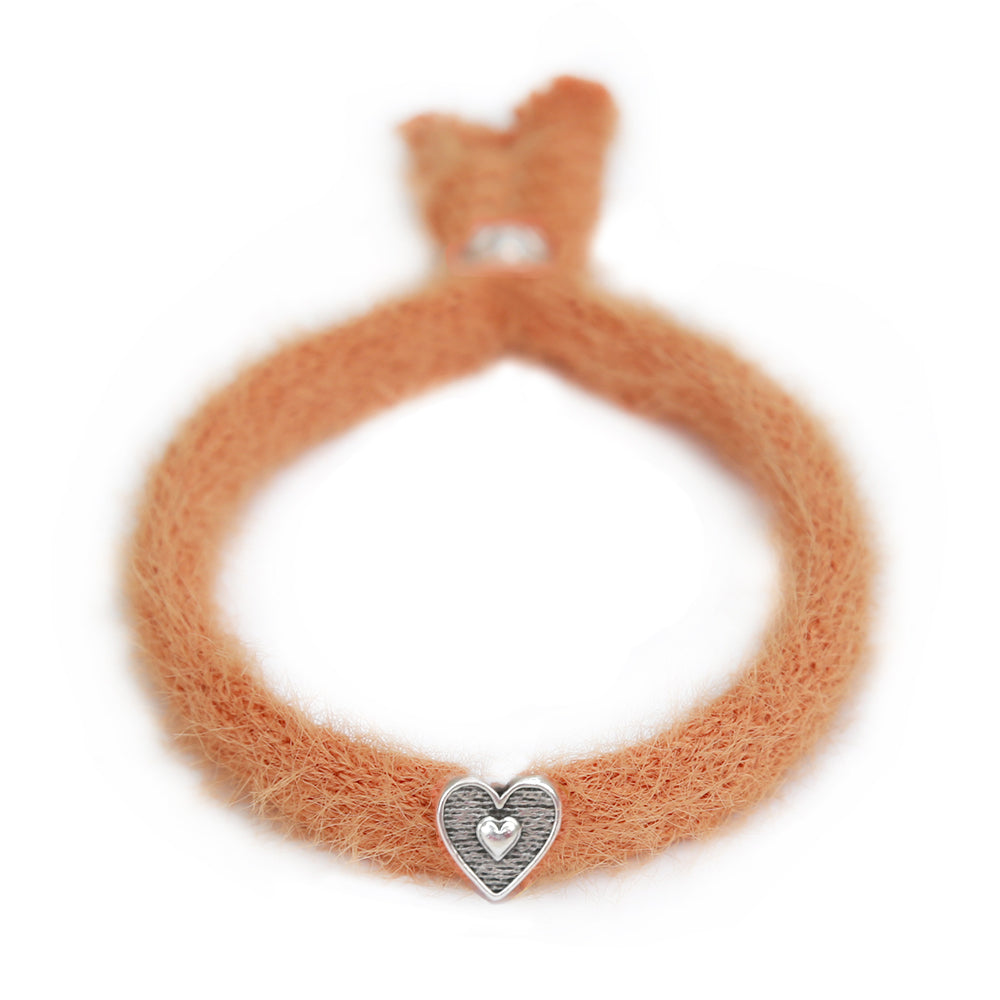 Bracelet fluffy abricot argent