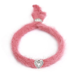 Bracelet fluffy framboise argent