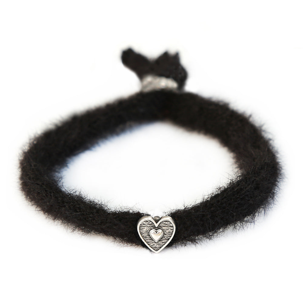 Armband fluffy zwart zilver