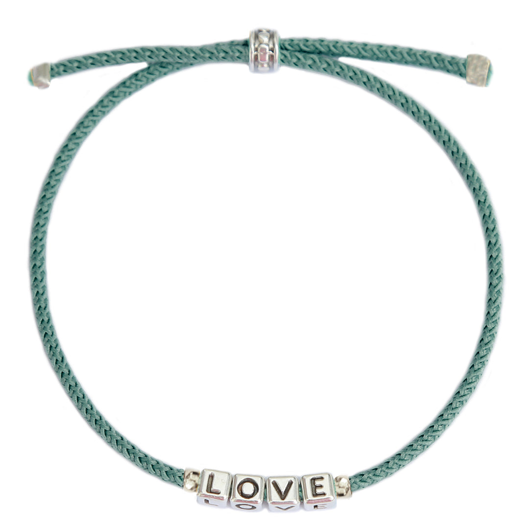 Le bracelet love bleu poussiéreux argent