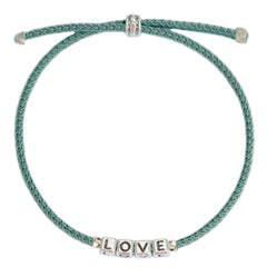 Le bracelet love bleu poussiéreux argent