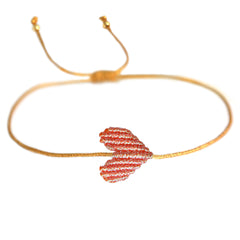 Bracelet heart metallic orange