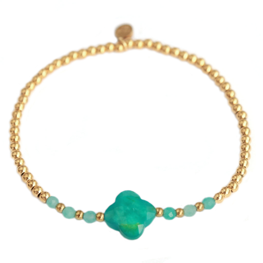 Bracelet facette trèfle turquoise