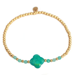 Bracelet facette trèfle turquoise