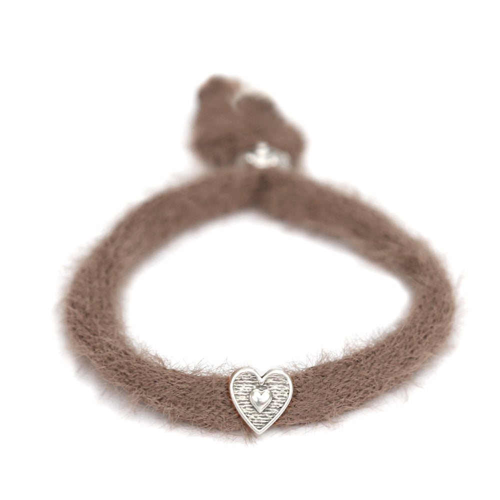 Bracelet fluffy taupe argent