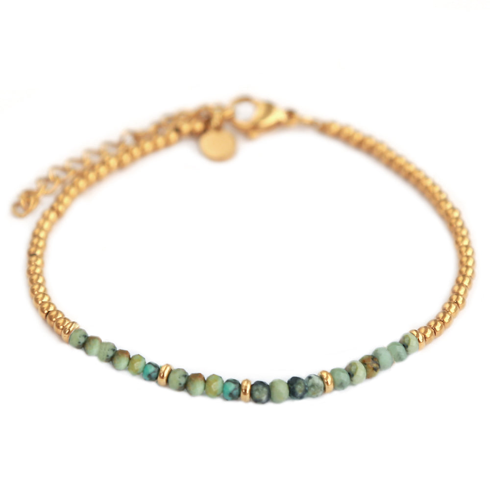 Gold bracelet facet sea green