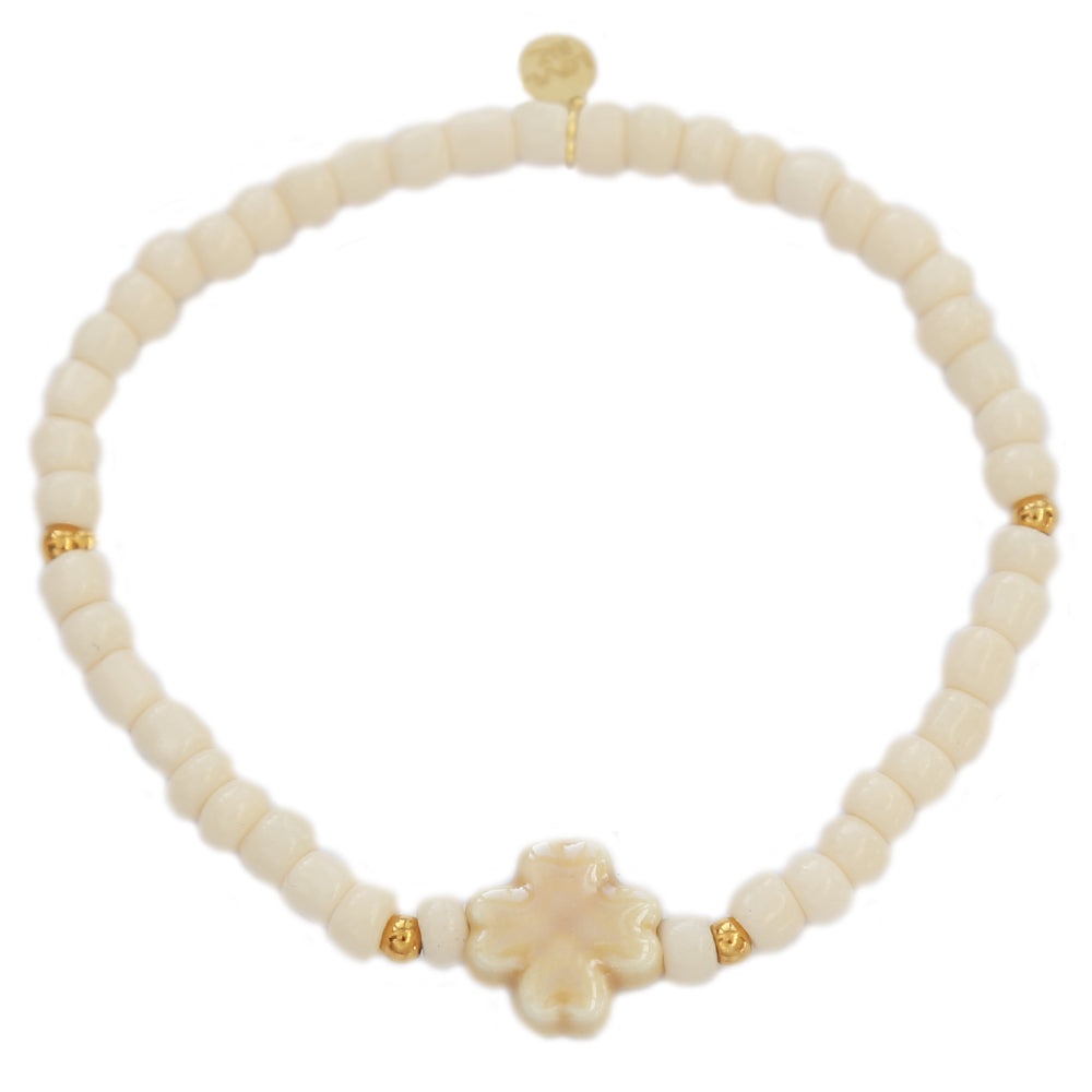 Armband klaver steen creme