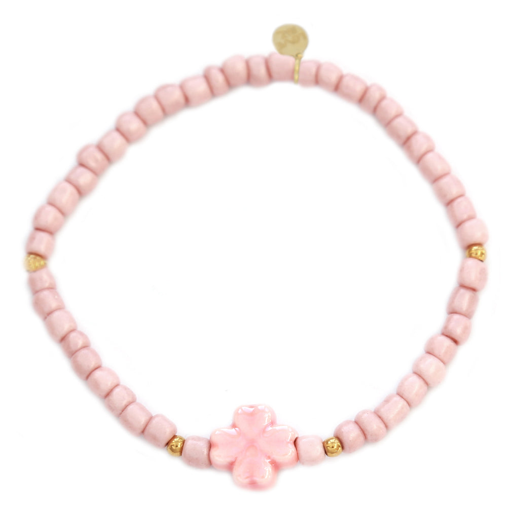 Bracelet trèfle pierre rosé