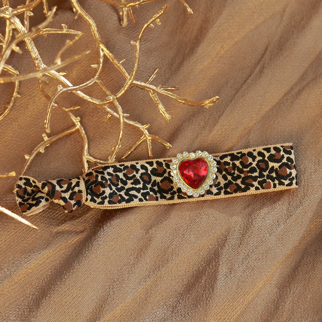 Bracelet léopard strass rouge