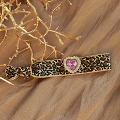 Bracelet léopard strass rosé