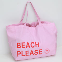 Canvas beach bag beach please pink