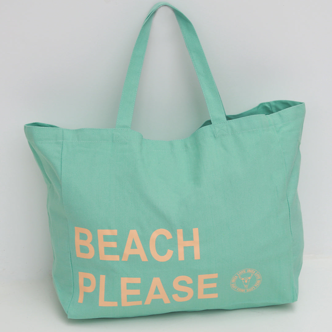 Sac de plage en toile beach please turquoise peach