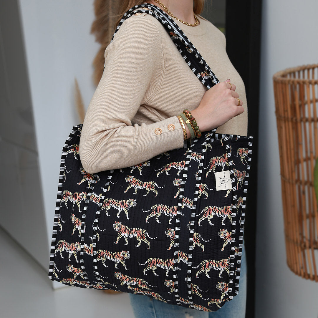 Blockprint shoulder bag tiger black