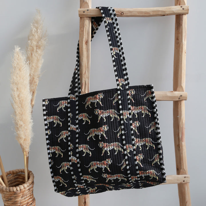 Blockprint shoulder bag tiger black