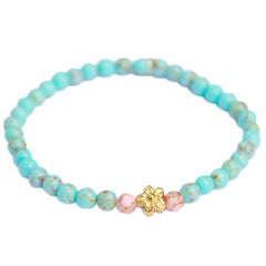 Bracelet turquoise stone flower gold