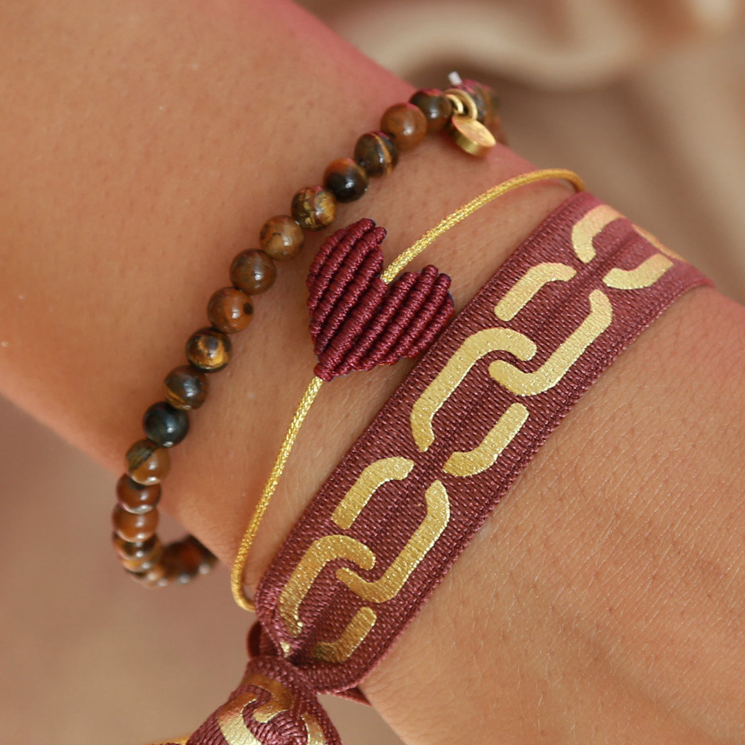 Armband burgundy heart