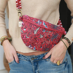 Crossbody bag flower red