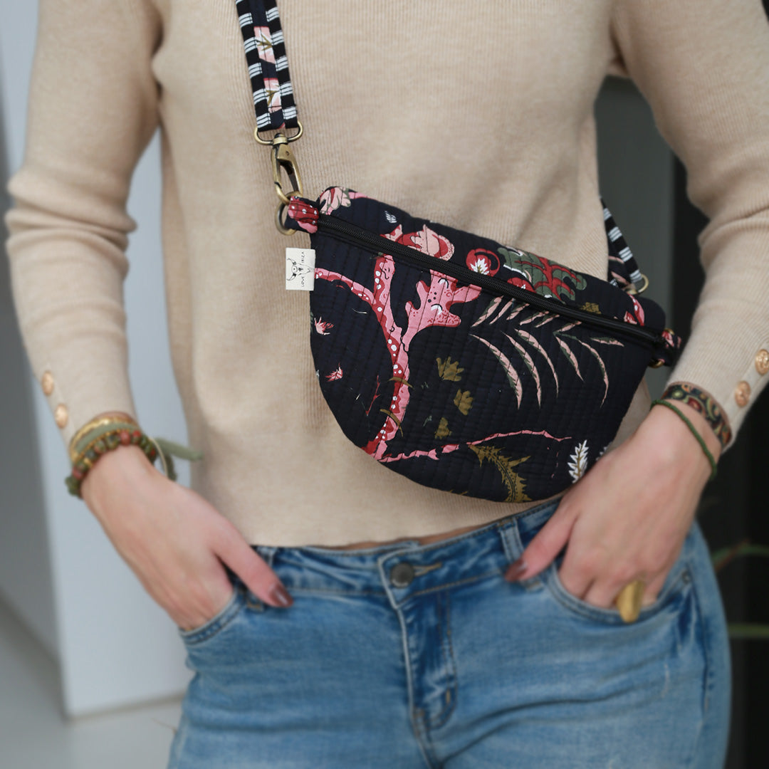 Crossbody tas flower zwart