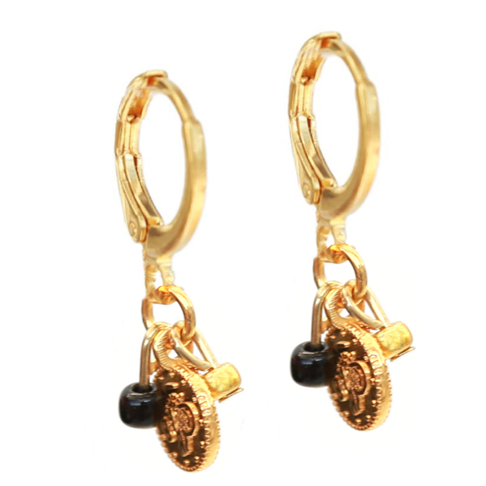 Boucles d'oreilles en or pièce de monnaie or noir