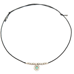 Enkelbandje turquoise amazonite black silver