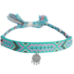 Enkelbandje cotton aztec silver dreamcatcher