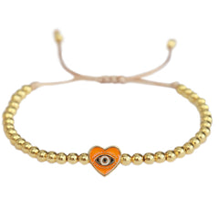 Bracelet oeil maléfique coeur orange or