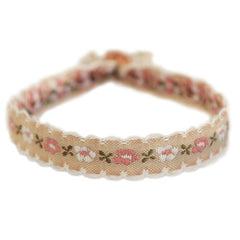 Bracelet tissé fleur de coton beige