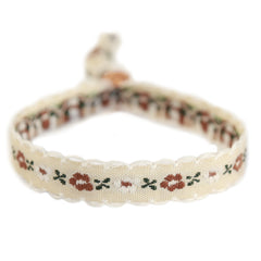 Bracelet tissé fleur de coton crème