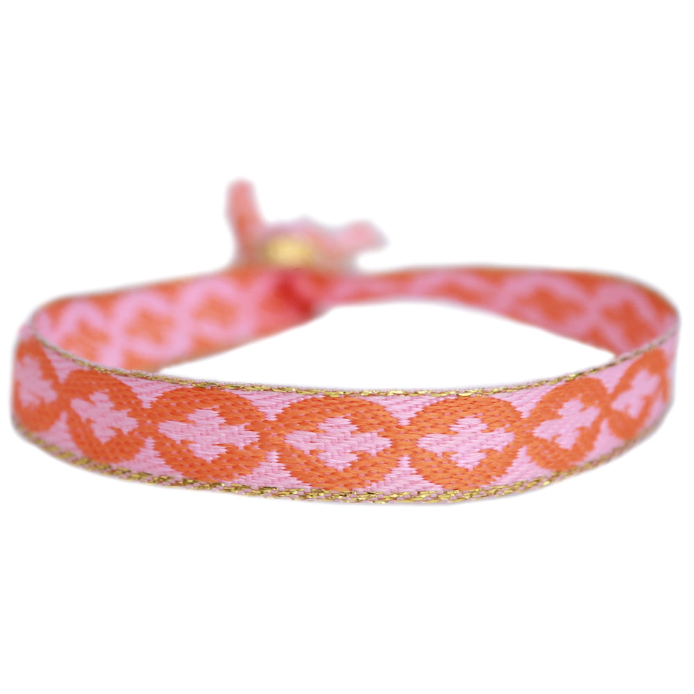 Geweven armbandje pink barok