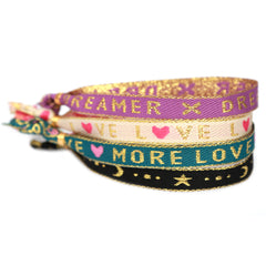 Woven bracelet cream love gold