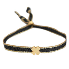 Woven bracelet clover black