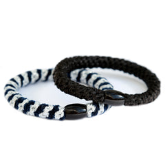 Hair elastics set of 2 black/silver