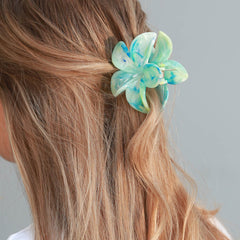 Pince à cheveux fleur pastel swirl vert