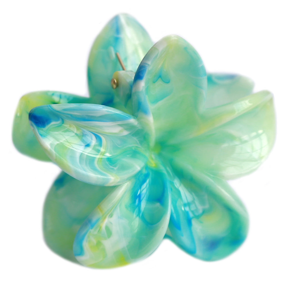 Pince à cheveux fleur pastel swirl vert