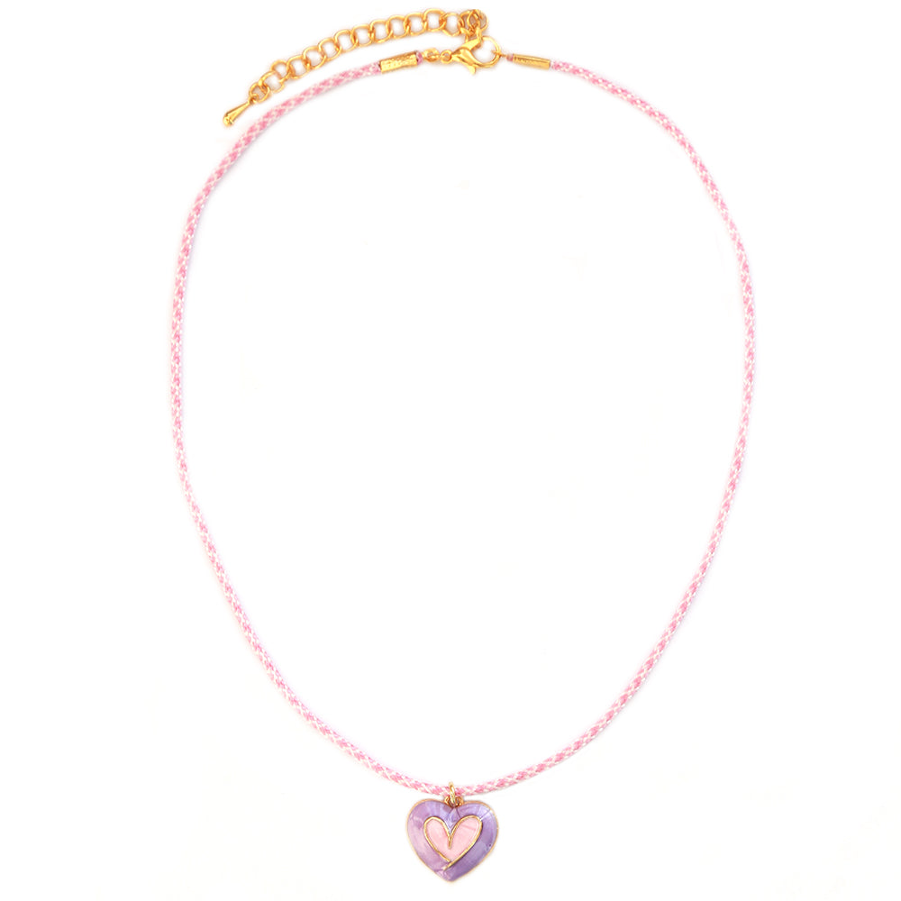 Collier samos coeur rose lilas