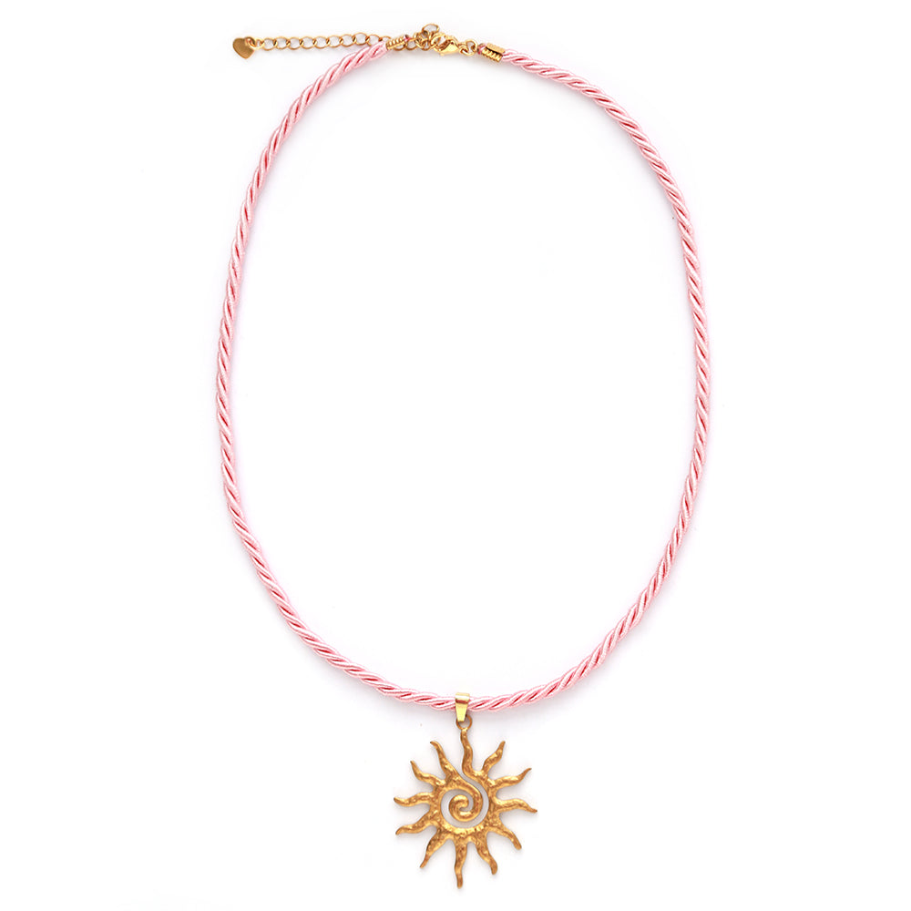 Statement necklace with sun pink