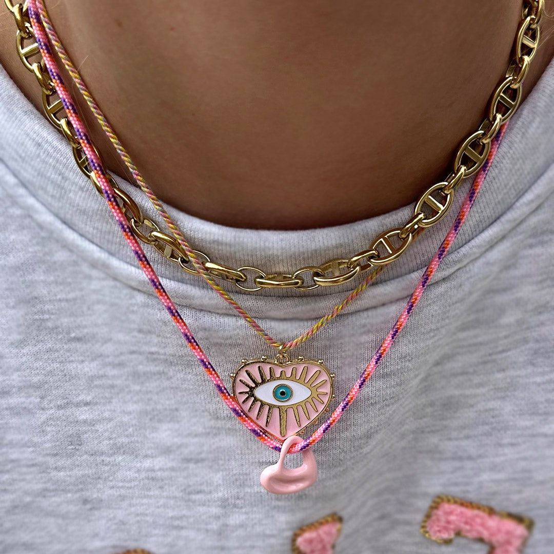 Collier surf coeur rose