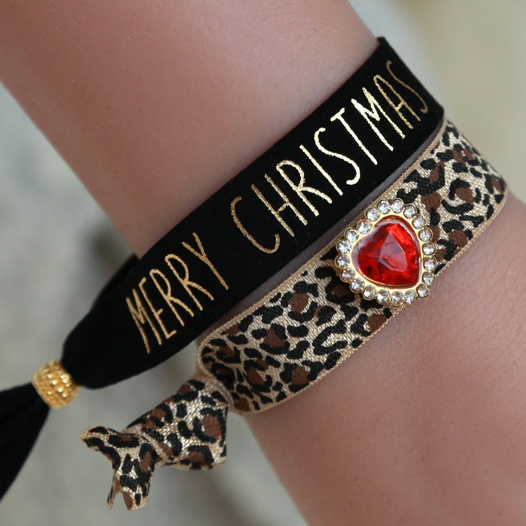 Suède armbandje Merry Christmas black