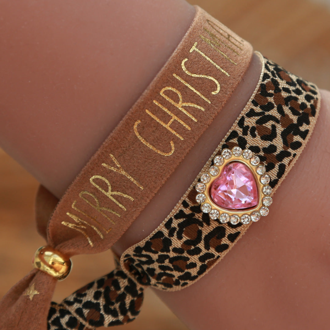 Bracelet léopard strass rosé