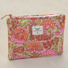 Trousse de maquillage fleur orange