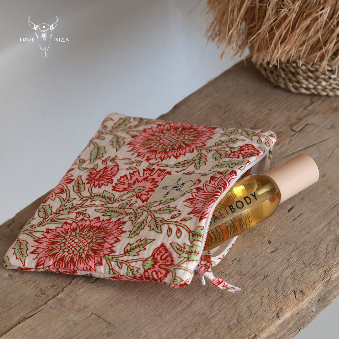 Trousse de maquillage fleur blanche