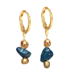 Boucles d'oreilles dorées Vedra marbre bleu