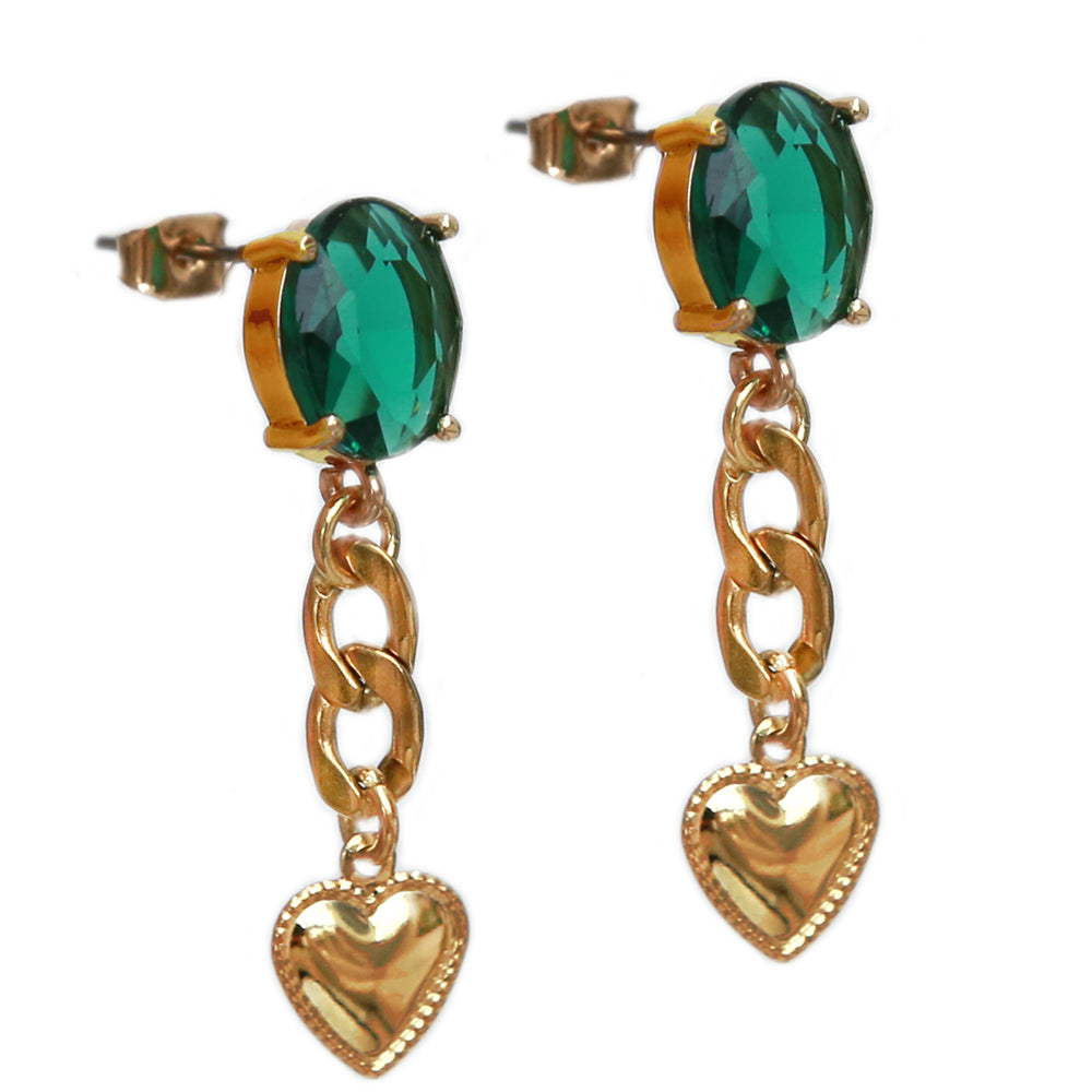 Gold earrings gemrock green