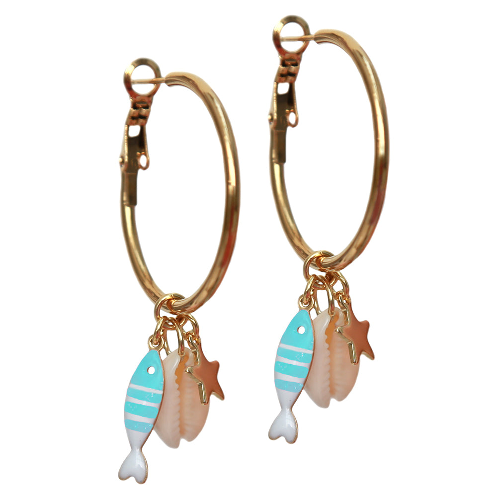 Boucles d'oreilles pêche turquoise