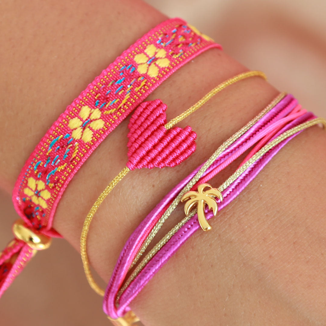 Armband dark pink heart