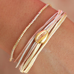 Wrap bracelet  ivory cowrie