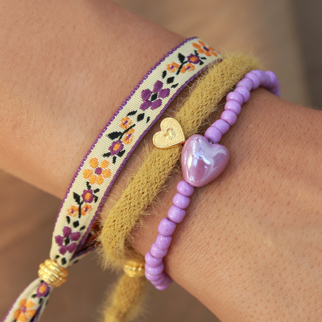 Bracelet stone heart lavender