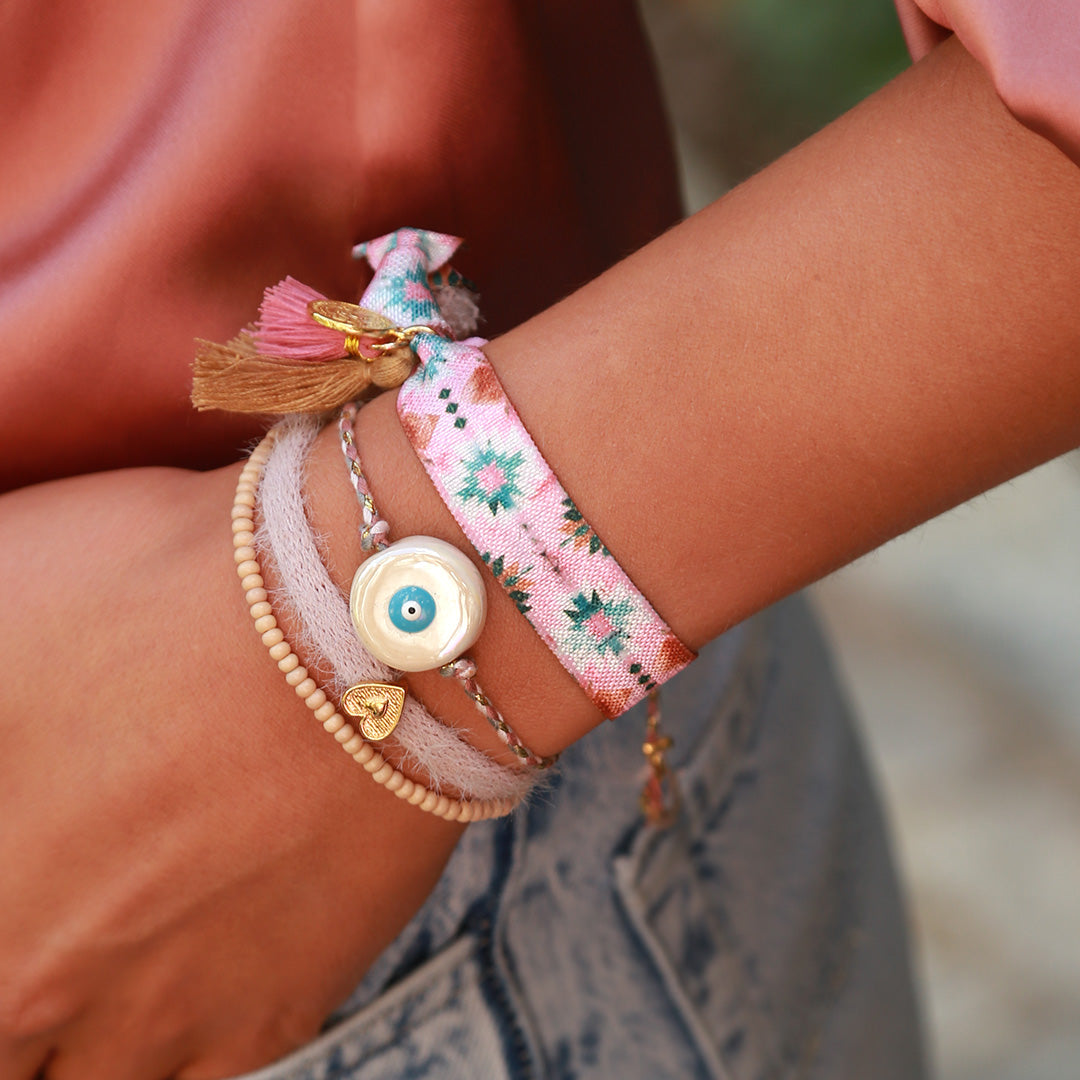 Bracelet fluffy vieux rose